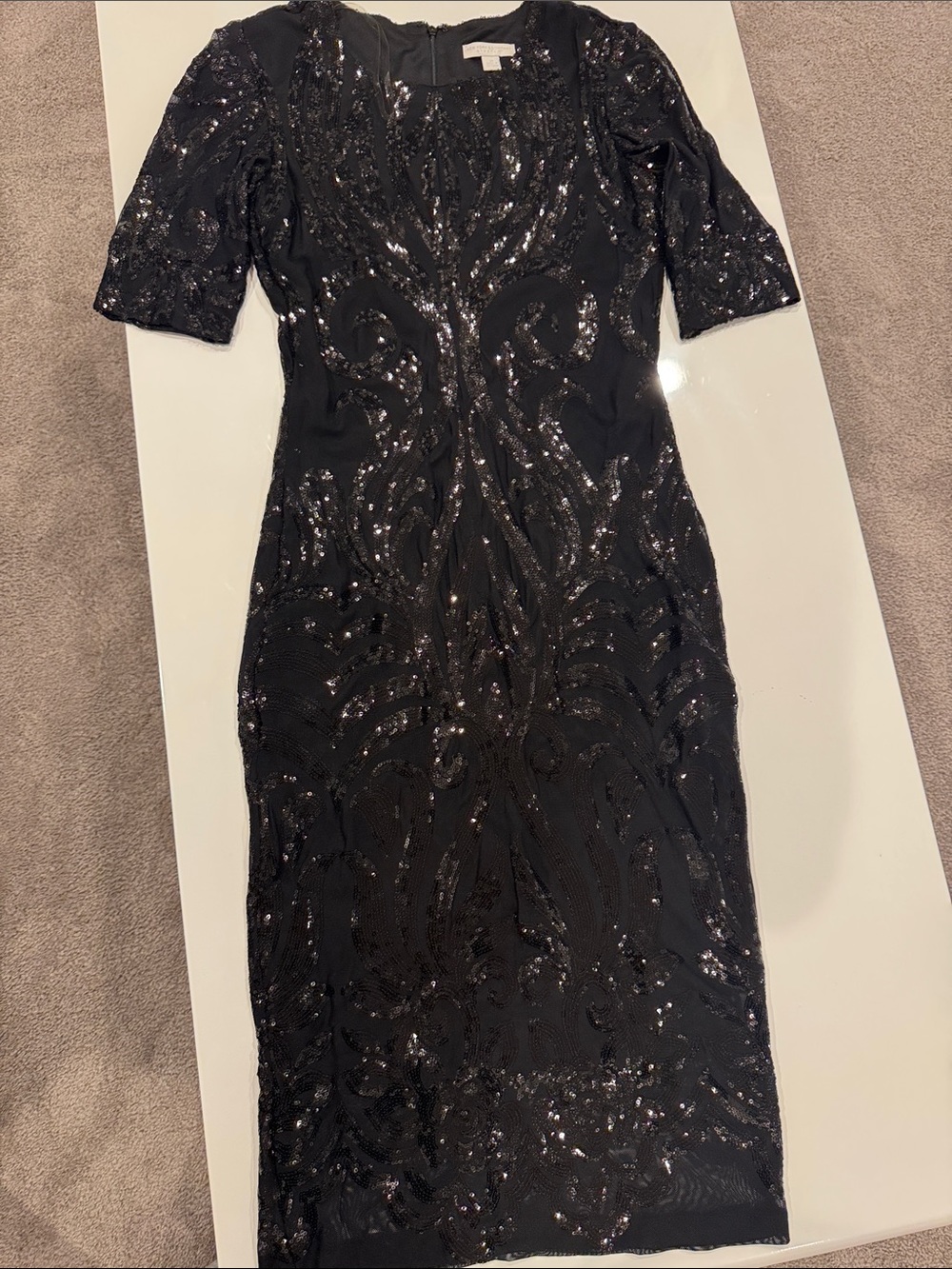 New York & Company Black Sequin Midi Dress